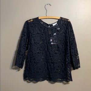 Bisou Bisou Michelle Bohbot Black Lace Top NWT M
